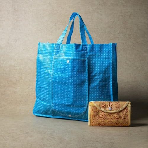 Bulkhunt Foldable Reusable Shopping Bag for Grocery Travel Compact Cloth Tote Carry Vegetable Shopper Printed Folding Return Gift for Women (24) - Image 2