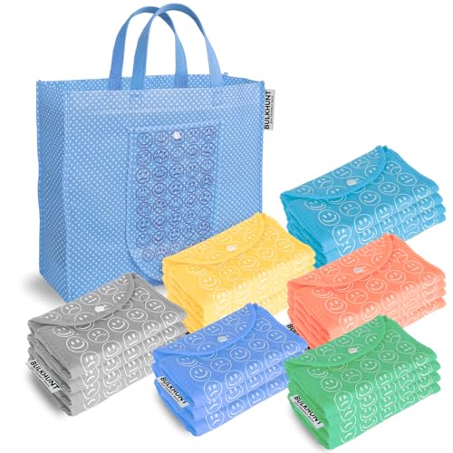 Bulkhunt Foldable Reusable Shopping Bag for Grocery Travel Compact Cloth Tote Carry Vegetable Shopper Printed Folding Return Gift for Women (24) - Image 1