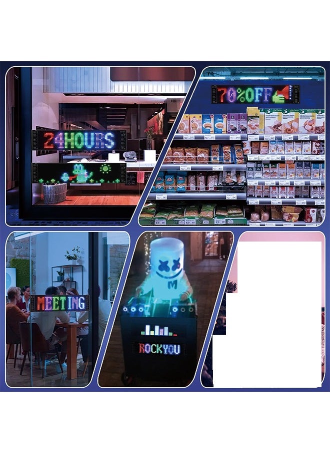 Generic - Scrolling Bright Advertising LED Signs, Flexible USB 5V LED Car Sign Bluetooth App Control Custom Text Pattern Animation Programmable LED Display for Store Car  Hotel (15''x4'') - Image 1