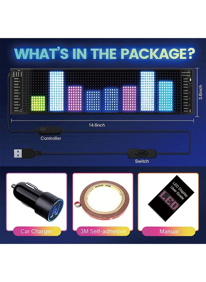 Generic - Scrolling Bright Advertising LED Signs, Flexible USB 5V LED Car Sign Bluetooth App Control Custom Text Pattern Animation Programmable LED Display for Store Car  Hotel (15''x4'') - Image 1