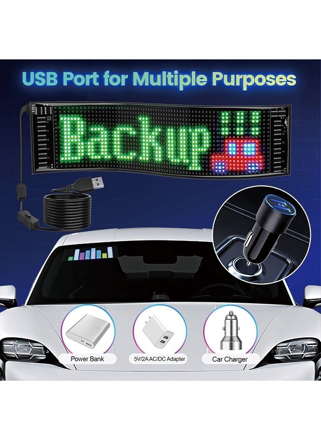 Generic - Scrolling Bright Advertising LED Signs, Flexible USB 5V LED Car Sign Bluetooth App Control Custom Text Pattern Animation Programmable LED Display for Store Car  Hotel (15''x4'') - Image 1