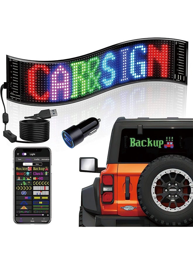 Generic - Scrolling Bright Advertising LED Signs, Flexible USB 5V LED Car Sign Bluetooth App Control Custom Text Pattern Animation Programmable LED Display for Store Car  Hotel (15''x4'') - Image 1