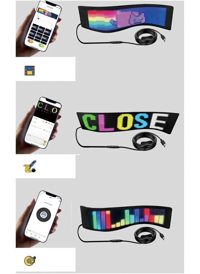 Generic - Scrolling Bright Advertising LED Signs, Flexible USB 5V LED Car Sign Bluetooth App Control Custom Text Pattern Animation Programmable LED Display for Store Car  Hotel (15''x4'') - Image 1