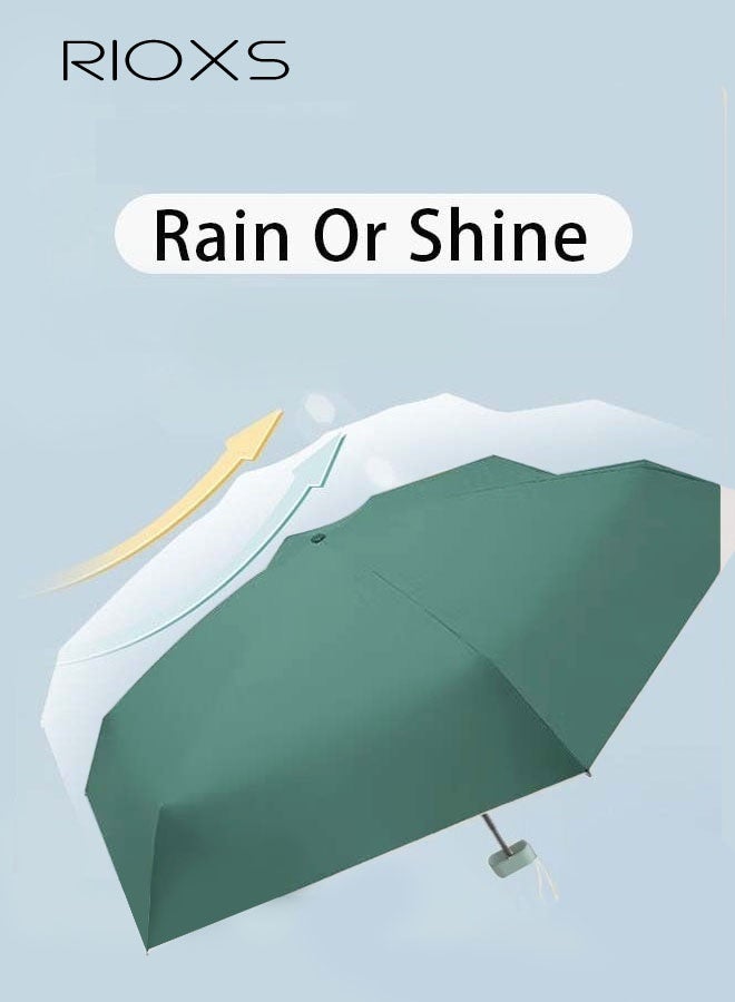 RIOXS Portable Umbrella with Storage Box, 6 Ribbed Travel Folding Umbrellas For Men Women Kids, UPF 50+ UV Sun Protection Umbrella, Lightweight Mini Umbrella, Compact Pocket Umbrella, Outdoor Sun Rain Umbrellas - Image 2