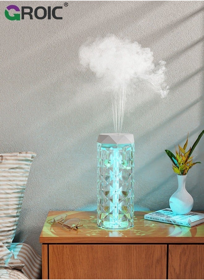 GROIC USB Portable Crystal Humidifier 1000ml with 7 Colors LED Night Light, Desktop 2 Mist Modes Super Quiet for Home, Office, Bedroom, Travel  - Image 5