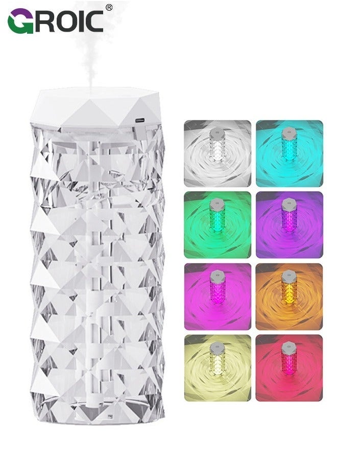GROIC USB Portable Crystal Humidifier 1000ml with 7 Colors LED Night Light, Desktop 2 Mist Modes Super Quiet for Home, Office, Bedroom, Travel  - Image 1