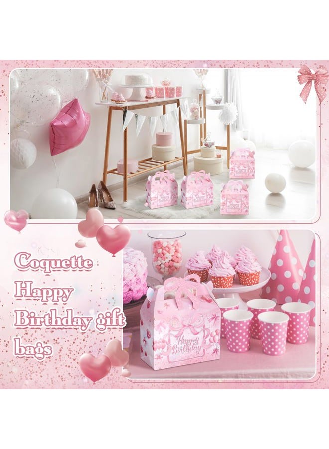Feifeiya 24 Pcs Pink Bow Party Favor Boxes Pink Gable Treat Boxes Glitter Bow Candy Gift Boxes Happy Birthday Decorations for Birthday Party Supplies Wedding Bachelorette Party - Image 4