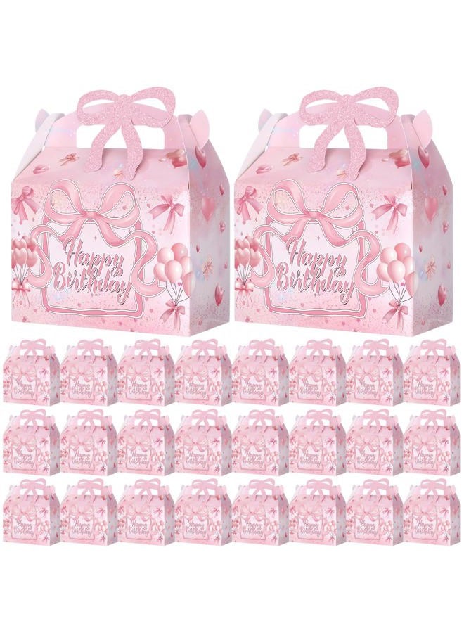 Feifeiya 24 Pcs Pink Bow Party Favor Boxes Pink Gable Treat Boxes Glitter Bow Candy Gift Boxes Happy Birthday Decorations for Birthday Party Supplies Wedding Bachelorette Party - Image 1