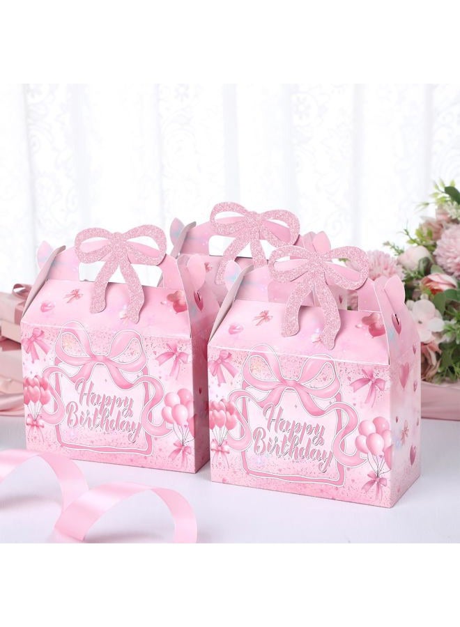 Feifeiya 24 Pcs Pink Bow Party Favor Boxes Pink Gable Treat Boxes Glitter Bow Candy Gift Boxes Happy Birthday Decorations for Birthday Party Supplies Wedding Bachelorette Party - Image 3