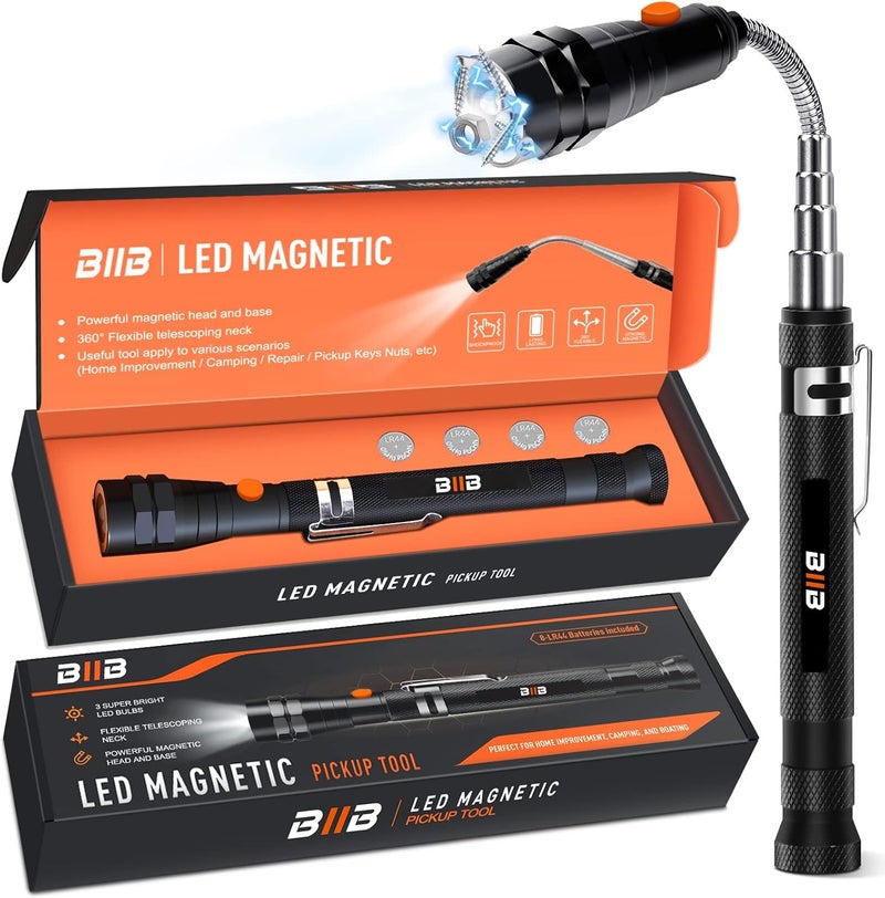 BIIB LED Magnetic Pickup Tool with Telescoping Neck and LED Lights - Image 1