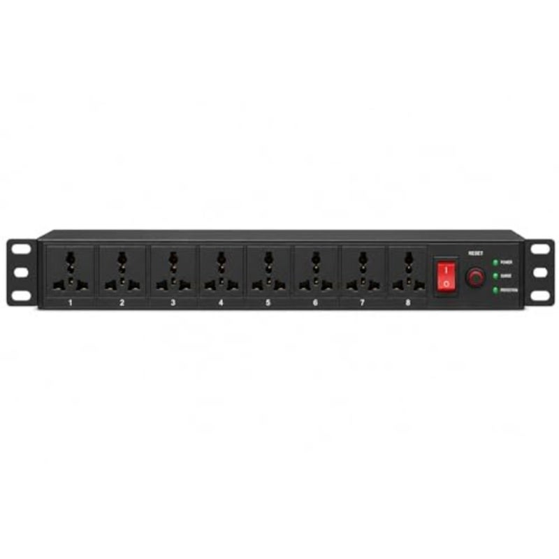 8-Way PDU 1U 19 Rackmount وحدة توزيع الطاقة المعدنية لمركز البيانات خادم شبكة خزانة المنزل مختبر مكتب المملكة المتحدة 13A نوع G BS1363 كابل أسود جاهز للزيادة 1.8 متر - Image 5