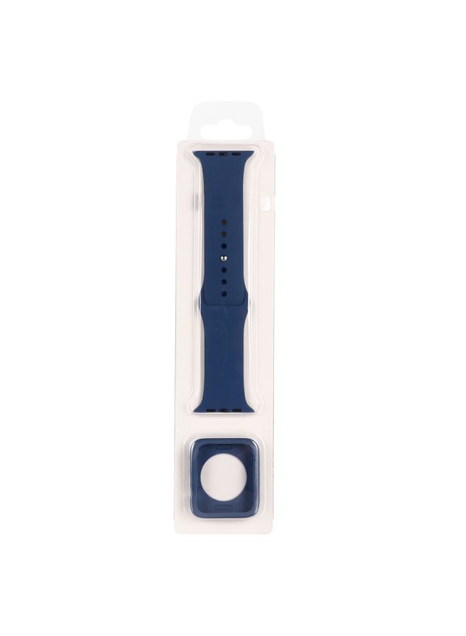 BURAQ Protective Cover Silicone Watch Band + Watch Protective Case Set For Apple Watch Series 7 45mm (Ice Blue)