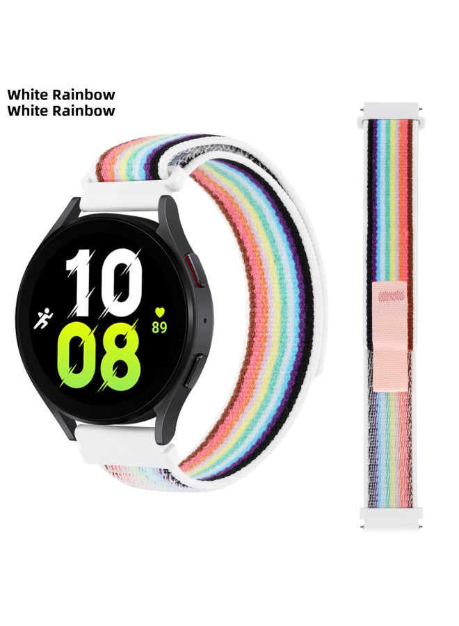 For Samsung Watch4/5/6 Strap Huawei Gt2/3 Strap 20mm/mm22 Wild Diameter Nylon Loop Strap-Color:2# White Rainbow-Specifications:22mm  - Image 1