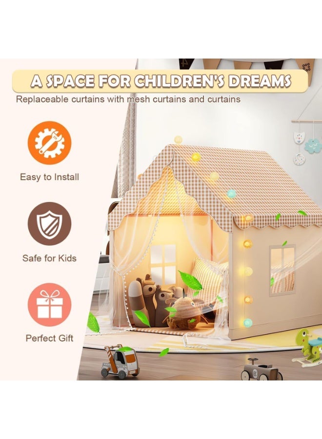Large Kids Tent House Indoor Outdoor,Toddler Play Tent With Birthday Party Decoration,Play house for Baby Princess Castle Tent, Kids Indoor Room Toys for Girls Boys (grey 2) - Image 5