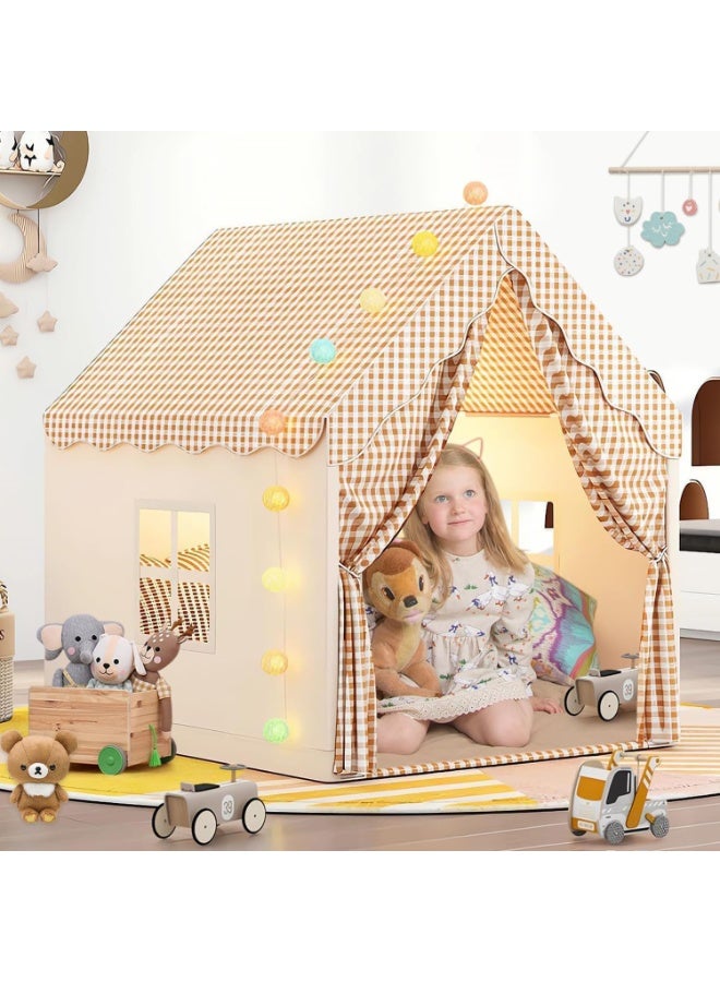 Large Kids Tent House Indoor Outdoor,Toddler Play Tent With Birthday Party Decoration,Play house for Baby Princess Castle Tent, Kids Indoor Room Toys for Girls Boys (grey 2) - Image 1