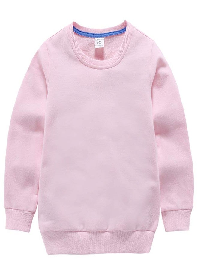 DCUTERQ Boys' Crewneck Thin Sweatshirt Girls Sport Long Sleeve Cotton Pullover Tops Kids Toddler Solid T-Shirt Pink 3T - Image 1