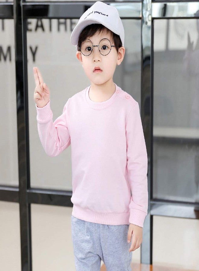DCUTERQ Boys' Crewneck Thin Sweatshirt Girls Sport Long Sleeve Cotton Pullover Tops Kids Toddler Solid T-Shirt Pink 3T - Image 2