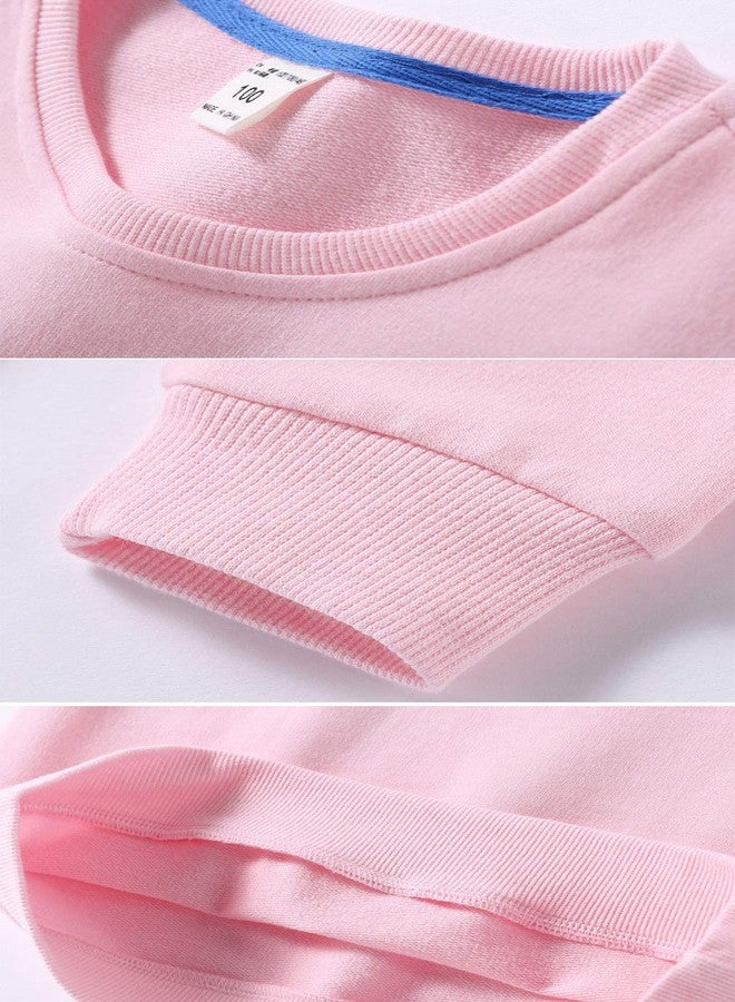 DCUTERQ Boys' Crewneck Thin Sweatshirt Girls Sport Long Sleeve Cotton Pullover Tops Kids Toddler Solid T-Shirt Pink 3T - Image 4