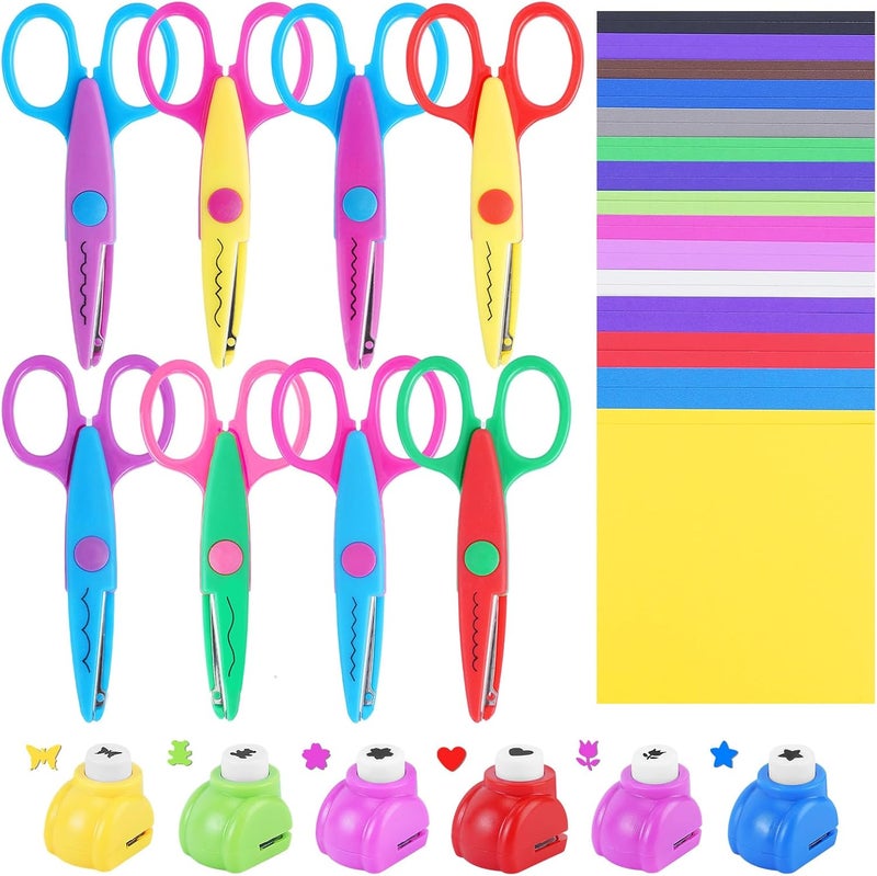 UCEC 42 Pack Craft Scissors Decorative Edge, Hole Punch Shapes Craft, Cardstock Paper for DIY Art, Crafts, Scrapbook, Card Making, School Supplies - Image 1