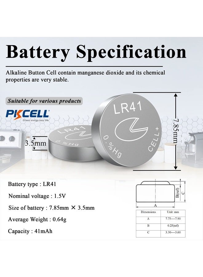 PKCELL بطارية AG3 1.5 فولت LR41 392 384 192 خلية قلوية زرية لميزان الحرارة الرقمي - 5 قطع - Image 5