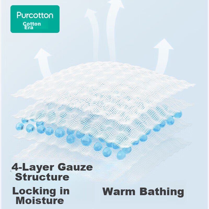 JD Jing Zao PurCotton Gauze Bath Towel, Home Use, Absorbent, Quick-Drying, Bath Towel, Skin-Friendly, Soft Cloth, 90160cm [No Additives], Lake Gree - Image 3