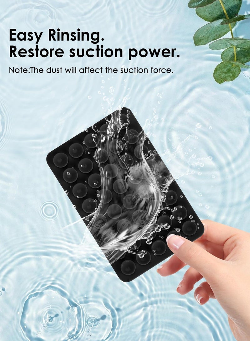 2-piece set of 40 silicone suction cup phone cases, double-sided installation, hands-free grip for phone accessories, suitable for selfies and videos, square double-sided silicone phone holder, suitable for iPhone and Android black - Image 4