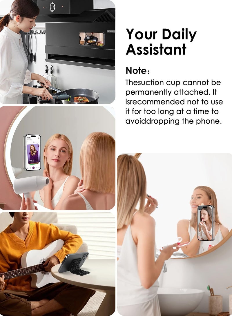 2-piece set of 40 silicone suction cup phone cases, double-sided installation, hands-free grip for phone accessories, suitable for selfies and videos, square double-sided silicone phone holder, suitable for iPhone and Android black - Image 5