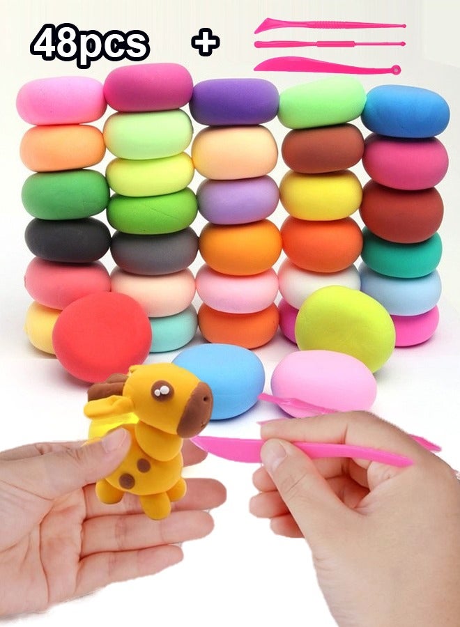 هايدو 48 لون ديي الطين التعليمية للأطفال ، سوبر ضوء النمذجة الطين لعبة تفاعلية ، مع 3 أدوات - Image 1