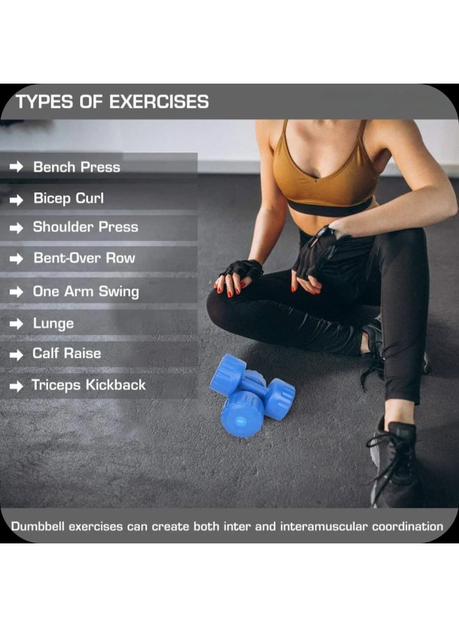 Elan PVC Dumbbell 5 Kg – Fixed Weight Fitness Dumbbell for Strength Training, Home Gym and Muscle Building Exercises - Image 2