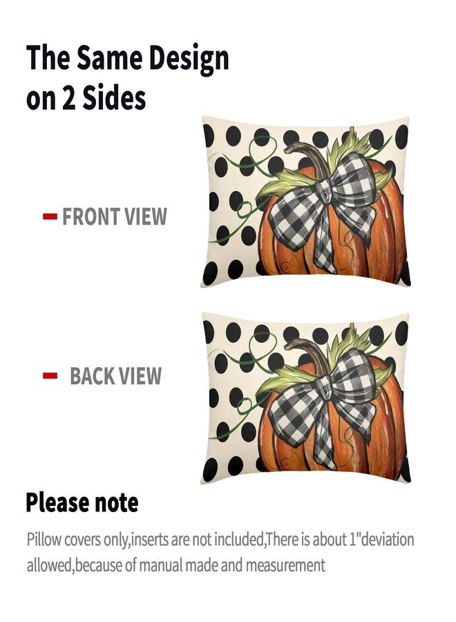 aportt Fall Polka Dot Pumpkin Lumbar Pillow Covers 12X20 Inch Autumn Harvest Thanksgiving Rectangle Pillow Cases Orange Seasonal Throw Pillows Set of 2 Farmhouse Home Decor For Sofa Couch Porch Outdoor - Image 4