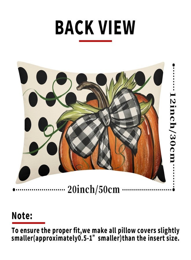 aportt Fall Polka Dot Pumpkin Lumbar Pillow Covers 12X20 Inch Autumn Harvest Thanksgiving Rectangle Pillow Cases Orange Seasonal Throw Pillows Set of 2 Farmhouse Home Decor For Sofa Couch Porch Outdoor - Image 3