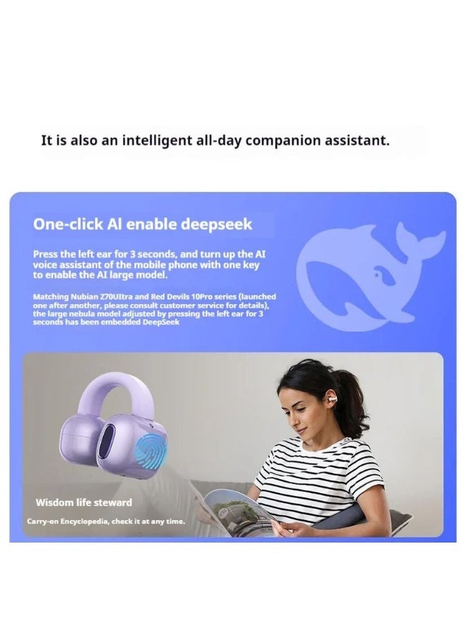 Nubia LiveClip Wireless Bluetooth Ear Clip AI Bone Conduction Open-Ear Music Headphones, White - Image 3