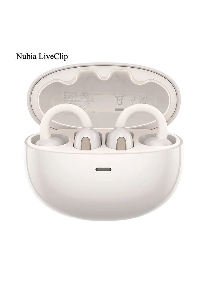 Nubia LiveClip Wireless Bluetooth Ear Clip AI Bone Conduction Open-Ear Music Headphones, White - Image 1