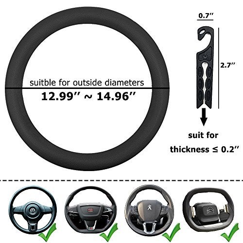 CNYMANY Direct Silicone Auto Car Steering Wheel Cover 1315 3338cm with 4 pcs Air Vent Hook Black - Image 3