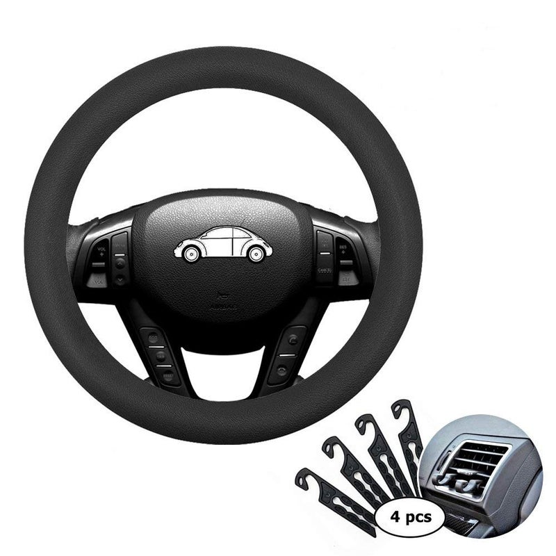 CNYMANY Direct Silicone Auto Car Steering Wheel Cover 1315 3338cm with 4 pcs Air Vent Hook Black - Image 2