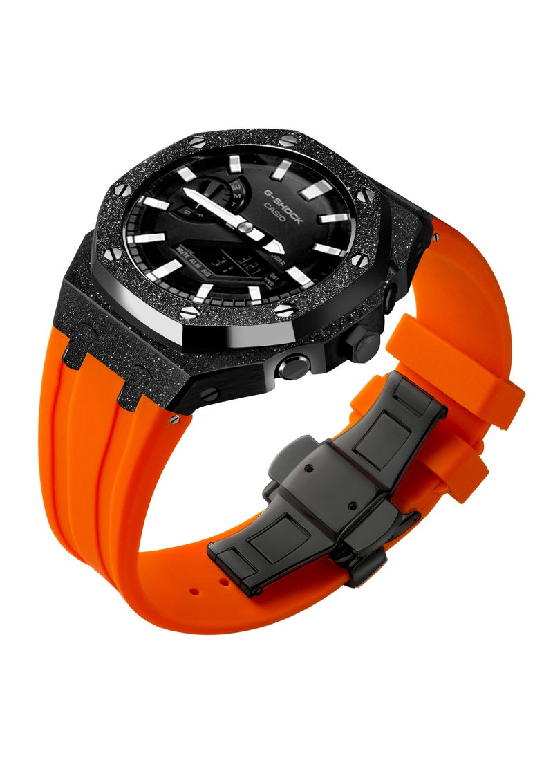 Generic Frosted Gold GA2100 Case Casio G-Shock Oak AP Mod Starry Band BezelFrost gold black shell orange tape Frost gold black shell orange tape 