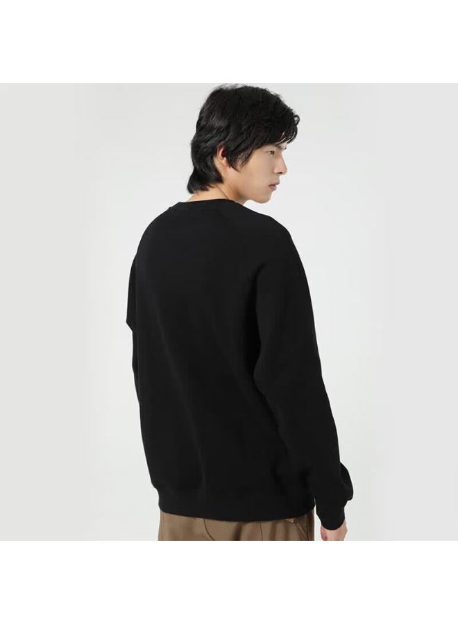 Markless Men's Sweatshirt Autumn Winter Loose Fit Crew Neck Casual Raglan Sleeve Trendy Jacket Wyb3403m Black L - Image 3