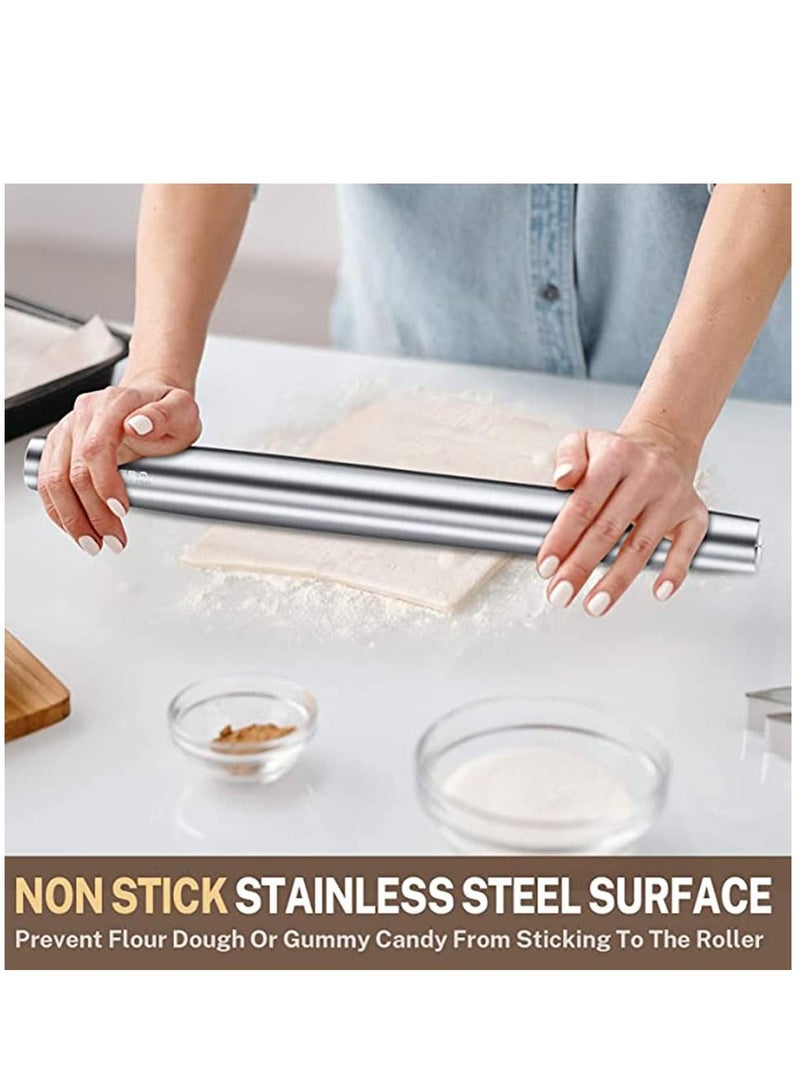 كاست ويف شوبك ، دبوس فرنسي 14 بوصة للخبز ، 304 أسطوانة من الفولاذ المقاوم للصدأ مقاس 14 بوصة تصميم مدبب خفيف الوزن ، سهل اللف ، غير لاصق ، لأفضل قشرة فطيرة ، بسكويت ، باستا ، عجينة بيتزا ، أقراص سكرية - Image 3