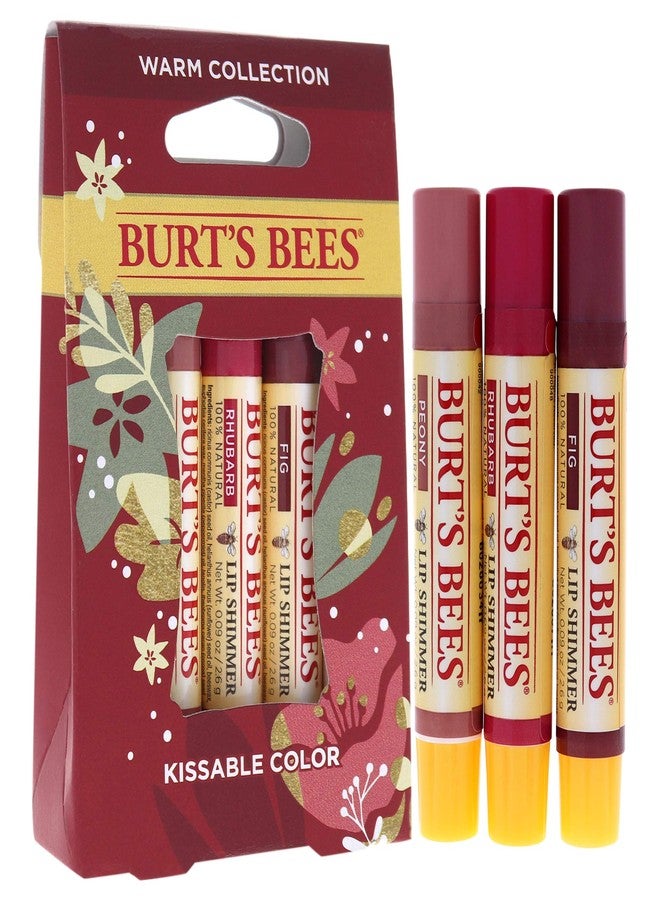 Burt's Bees Burts Bees Kissable Color Warm Collection Unisex Lip Shimmer Peony, Rhubarb, Fig 3 oz - Image 3