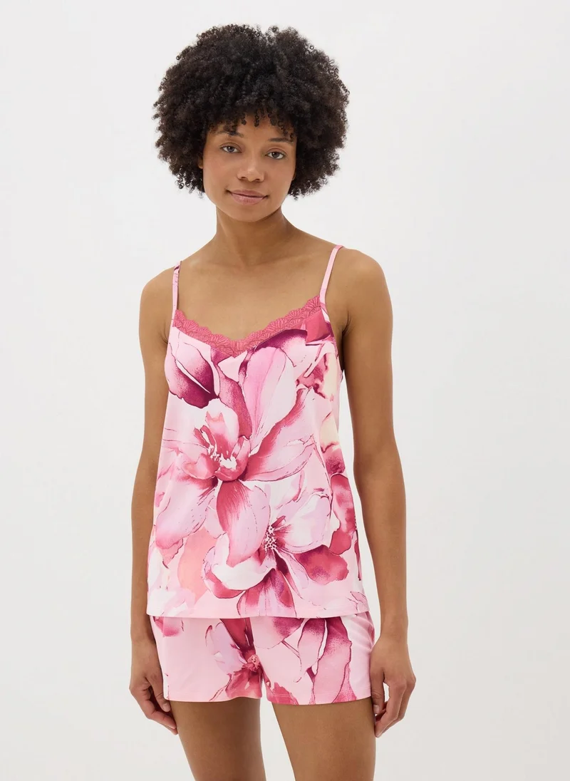 Matalan Pink Floral Soft Touch Pyjama Cami Top