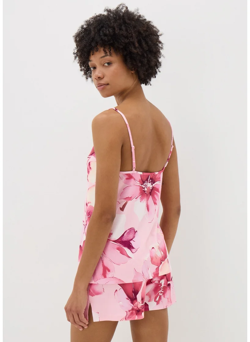 Matalan Pink Floral Soft Touch Pyjama Cami Top
