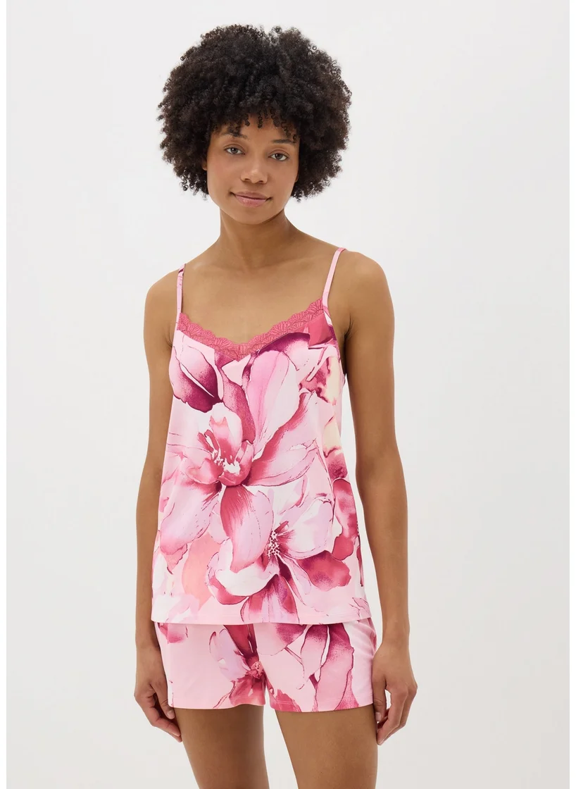 Matalan Pink Floral Soft Touch Pyjama Cami Top