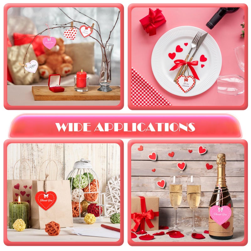 FOBSME 240 Pcs Heart Paper Gift Tags 2.36 Inch Valentine's Gift Tags Double Sided Printed Heart Hanging Tag with Twines for Valentine's Decorations, Gift Wrapping, Treat Bags, DIY Crafts(12 Styles) - Image 5