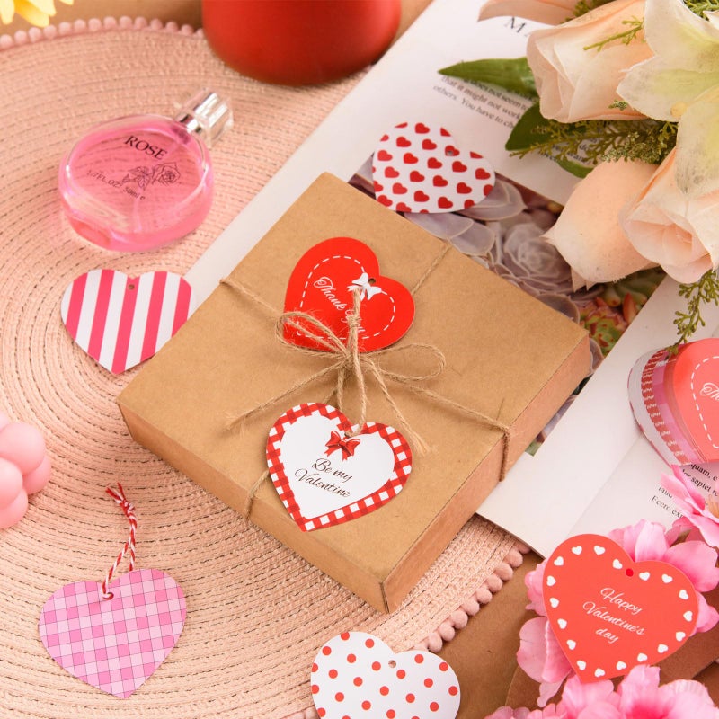 FOBSME 240 Pcs Heart Paper Gift Tags 2.36 Inch Valentine's Gift Tags Double Sided Printed Heart Hanging Tag with Twines for Valentine's Decorations, Gift Wrapping, Treat Bags, DIY Crafts(12 Styles) - Image 4