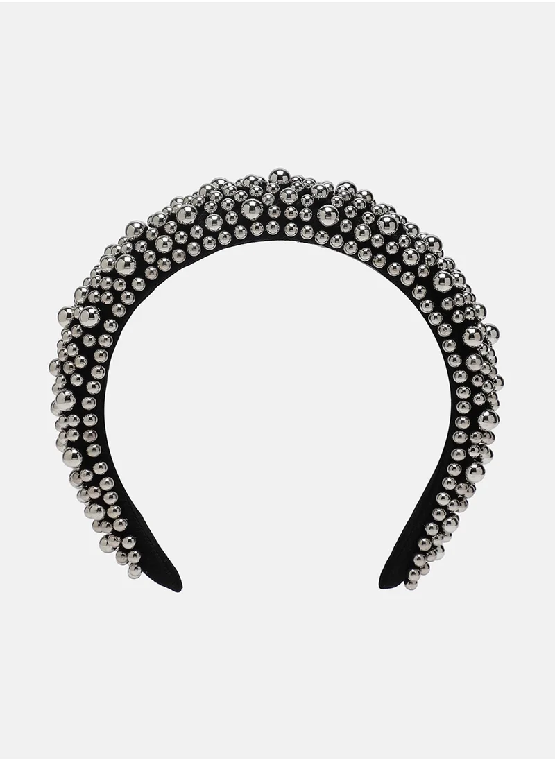 SOHI The Orb Hairband - Metallic Silver-Colour