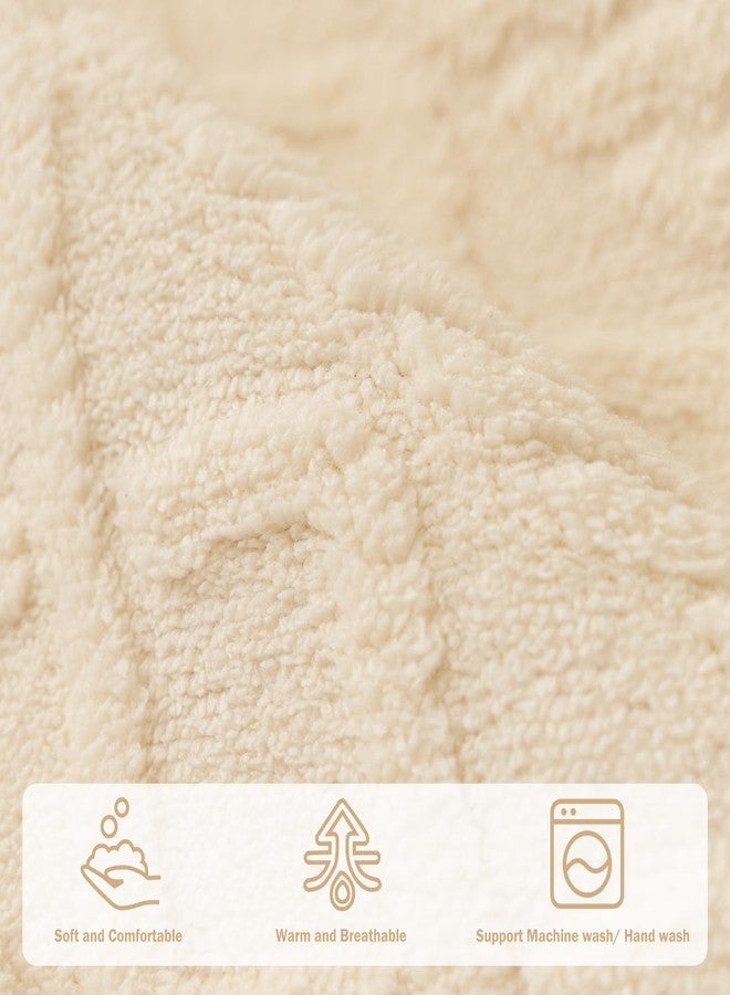 vctops Geometric Jacquard Plush Sofa Couch Covers Farmhouse Neutral Non Slip Sectional Couch Cover Soft Warm Sofa Slipcover for Dogs, Children, Pets Furniture Protector (Cream,28"x70") - Image 4