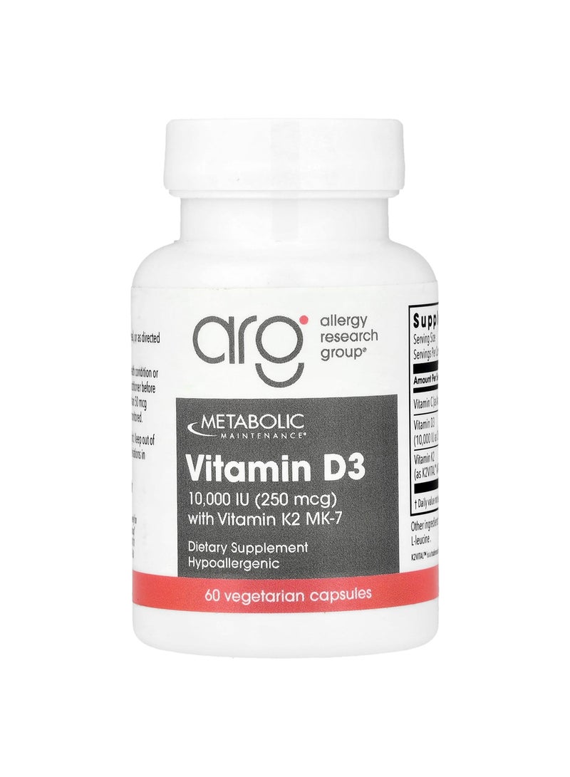 Vitamin D3 with Vitamin K2 MK-7, 60 Vegetarian Capsules