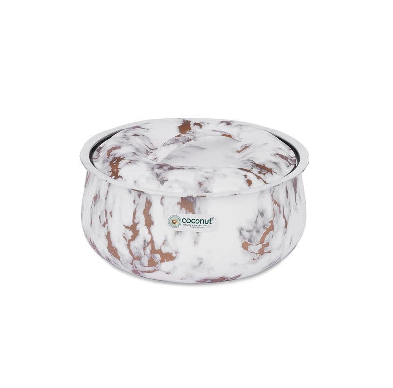 Coconut Stainless Steel Magnolia Insulated Casserole Keeps Food Hot Fresh For Long Hours Luxurious MarbleLook Double Wall Thermo Insulated Casserole Must Have Kitchen Essentials 2100 ml - Image 3
