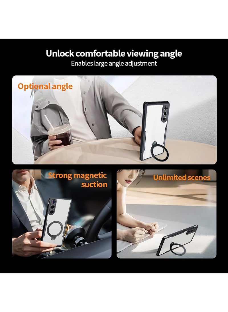 إكسوند غطاء لهاتف ZTE Nubia Red Magic 10 Air، بغطاء خلفي مقاوم للصدمات من TPU + PC، حامل مغناطيسي دوّار بزاوية 360 درجة، غطاء خلفي غير لامع شفاف مقاوم للاصفرار - Image 2