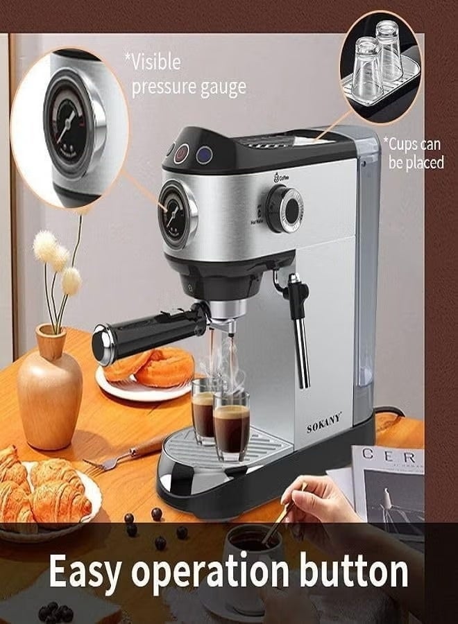 Sokany Coffee Maker, 1 Liter, 1450 Watts, Black & Silver - SK-696B - Image 3